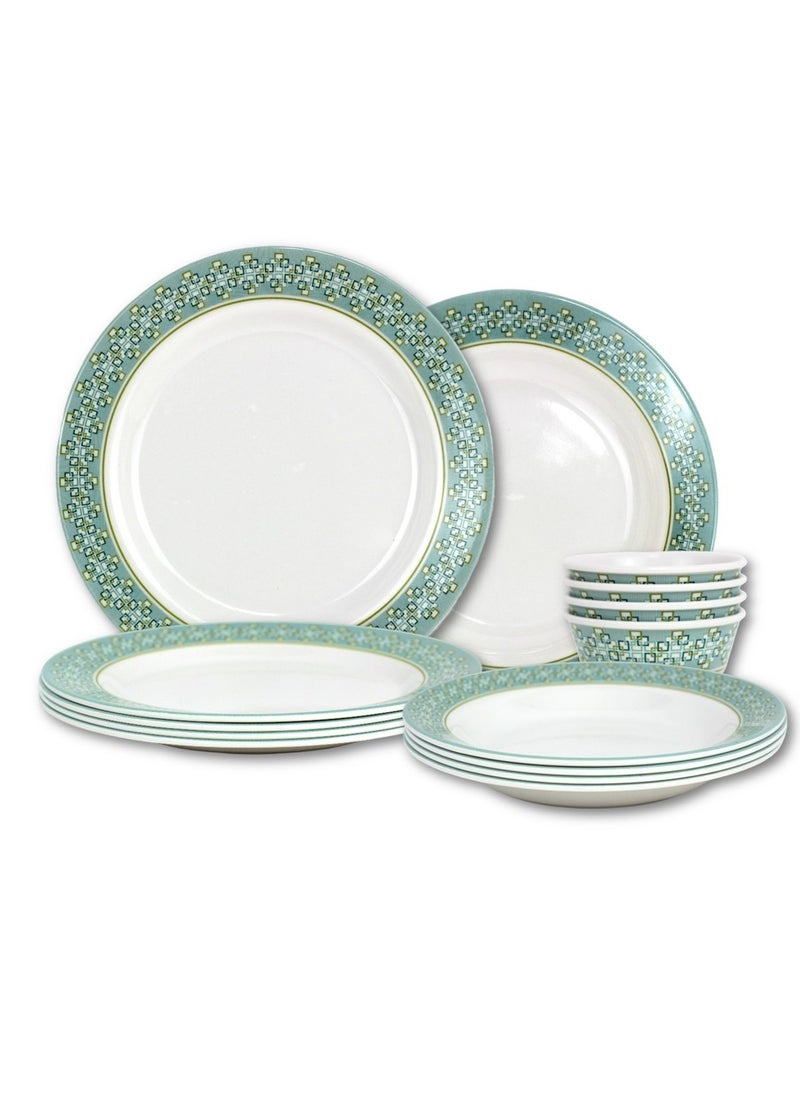 Melrich 12 Pcs Melamine Dinner Set Dinner and Soup plate and Bowls Dishwasher and Freezer safe Durable and Strong for daily use