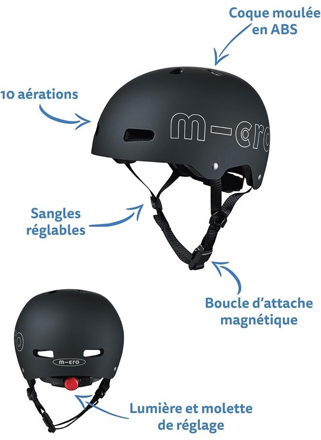 Micro ABS Kids Helmet Black AC2097BX (Large) | Kids Helmet | Kick Scooter Helmets | Sports Helmet for Kids | Helmet with Adjustable Straps | Riding Kids Helmet | Kids Safety | Helmet for Kids