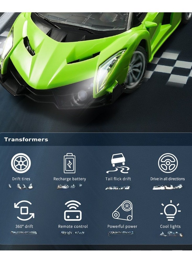 Rechargeable RC Racing Toy Car (Green) Replica model Premium Quality Convertible