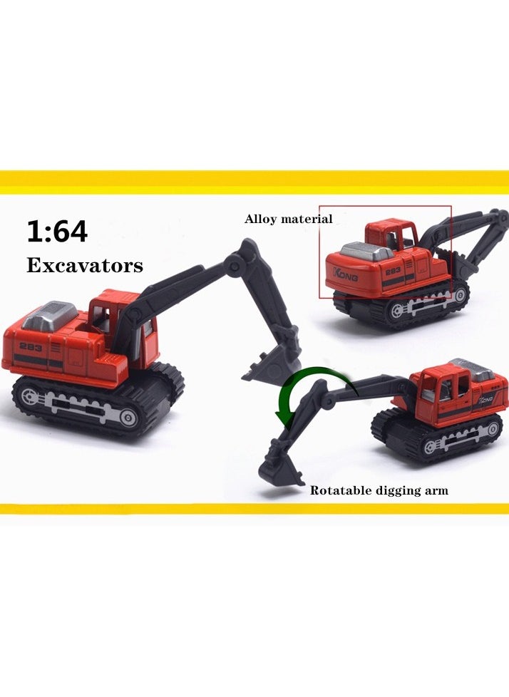 6-Pieces Set Durable Die-Cast Metal Alloy Engineering Vehicle Machine Toys Children Construction Vehicle Toy Vehicle