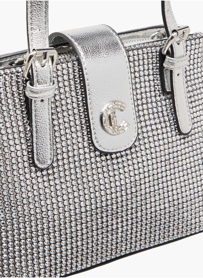 Women Embellished Tote Bag with Zip Closure and Detachable Strap Ramadan Collection