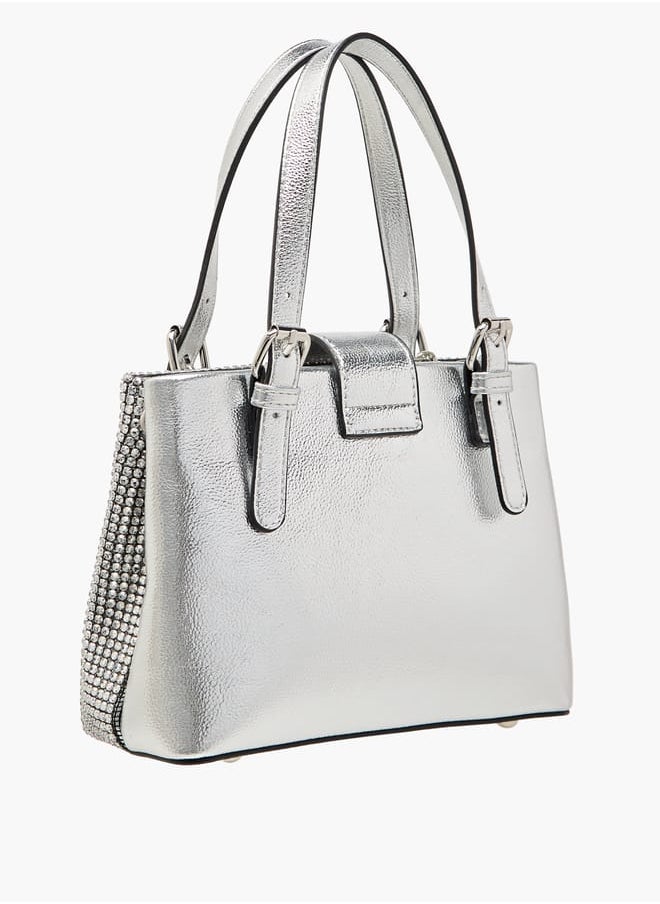 Women Embellished Tote Bag with Zip Closure and Detachable Strap Ramadan Collection