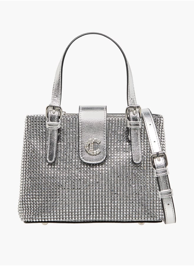 Women Embellished Tote Bag with Zip Closure and Detachable Strap Ramadan Collection