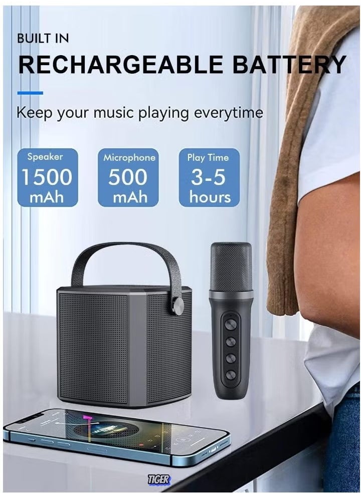 Karaoke Machine with UHF Wireless Microphones for Adults & Kids | Portable Bluetooth PA Speaker System | Vocal Cut Support | Rechargeable, Loud Sound & LED Light Effects | Perfect for Home Parties, Weddings, Meetings & Events