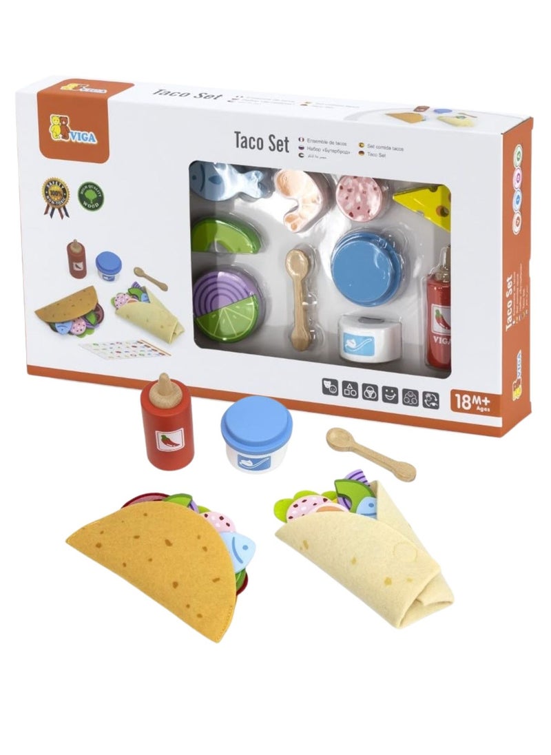 Wooden Taco Play Set - Pretend Food Toy for Kids