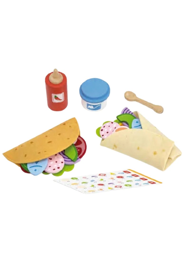 Wooden Taco Play Set - Pretend Food Toy for Kids