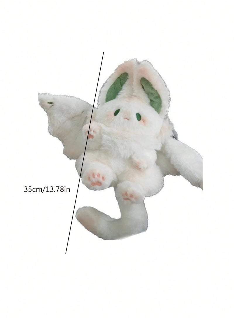 1pc Bat Rabbit Plush Toy – Soft Winged Bunny Stuffed Animal with Green Accents, Big Ears, Cute Eyes, and Cozy Polyester Material – Perfect Easter, , and Birthday Gift, Kawaii Cuddly Toy, Home Décor,