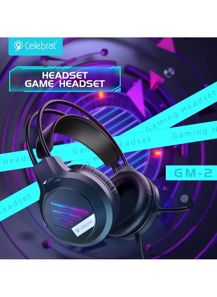 Celebrat GM-2 Wired Gaming Headset with High-Quality Sound Adjustable Headband and Built-in Microphone