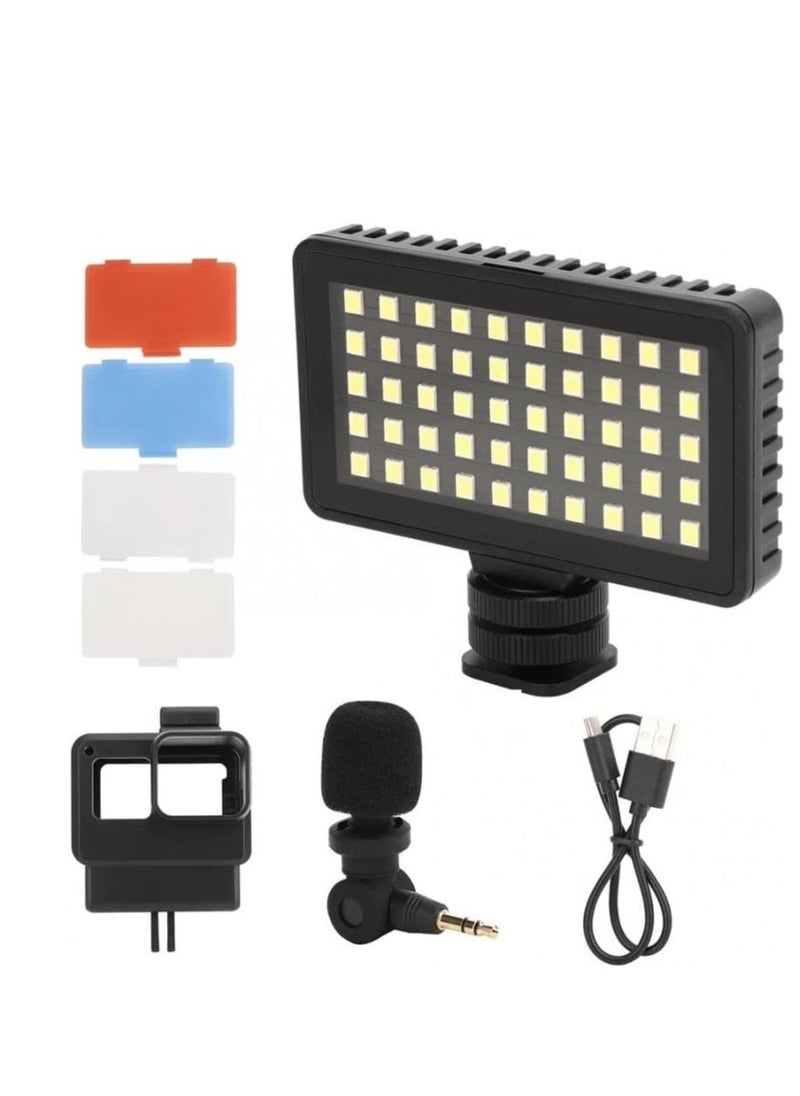 TELESIN photo studio GP-VSS-001 Vlog Cage Extension Frame LED Light Mini Microphone Vlog Kit for Gopro 7/6/5 Sports Cam DSLR Vlog Accessories Kit for GoPro 7/6/5 Black