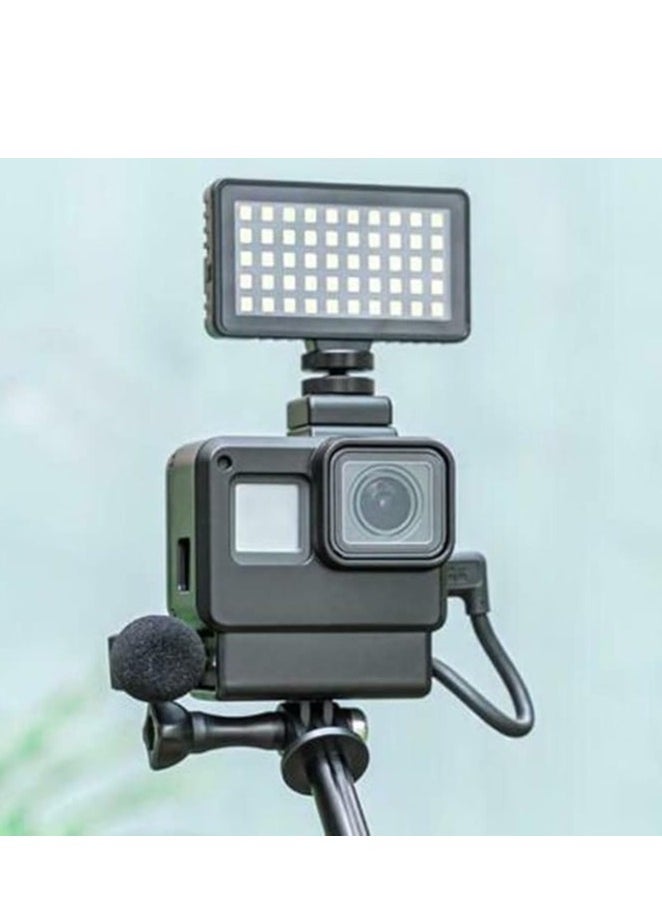 TELESIN photo studio GP-VSS-001 Vlog Cage Extension Frame LED Light Mini Microphone Vlog Kit for Gopro 7/6/5 Sports Cam DSLR Vlog Accessories Kit for GoPro 7/6/5 Black