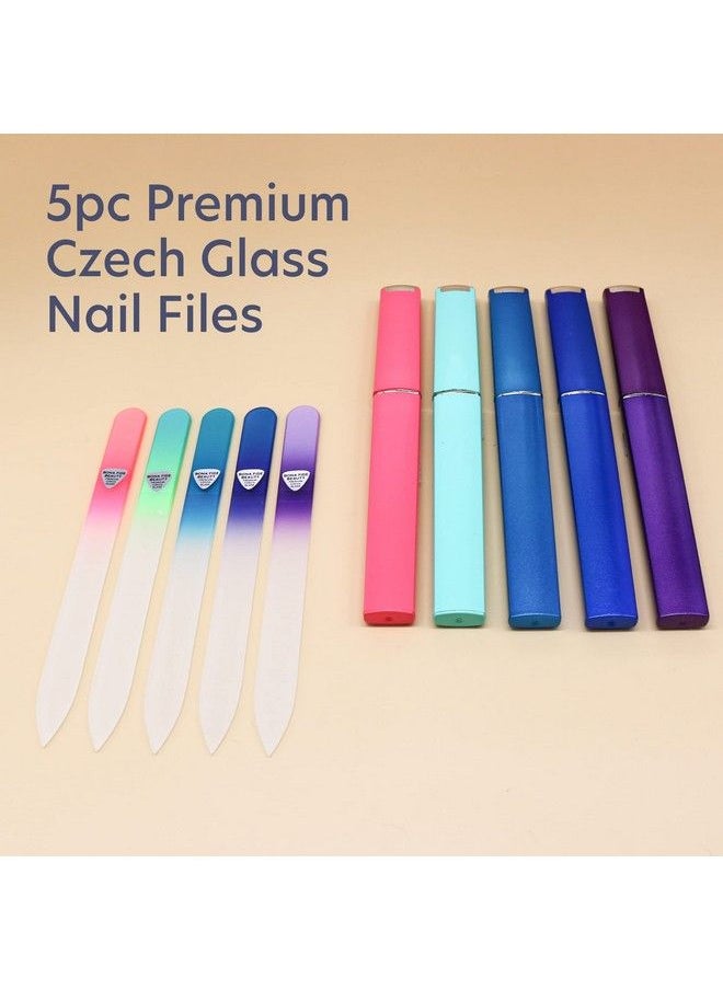 Glass Files For Nails Manicure Glass Fingernail Files With Cases Gently Shape Nails With Expert Precision Enjoy A Smooth Finish 5Piece Bona Fide Beauty Premium Czech Glass Files