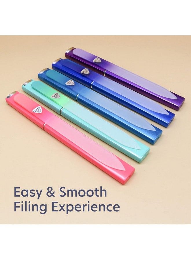Glass Files For Nails Manicure Glass Fingernail Files With Cases Gently Shape Nails With Expert Precision Enjoy A Smooth Finish 5Piece Bona Fide Beauty Premium Czech Glass Files