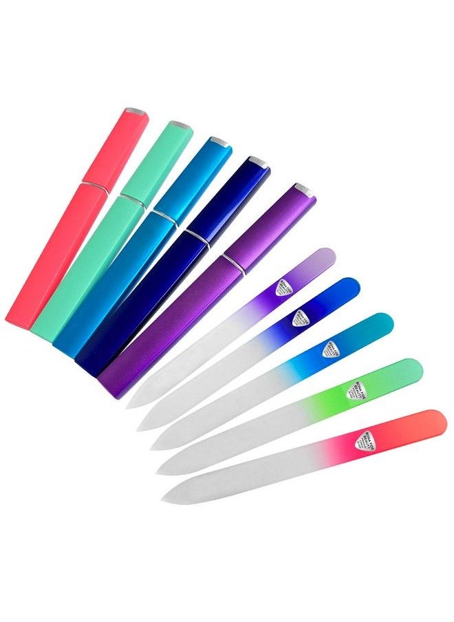 Glass Files For Nails Manicure Glass Fingernail Files With Cases Gently Shape Nails With Expert Precision Enjoy A Smooth Finish 5Piece Bona Fide Beauty Premium Czech Glass Files