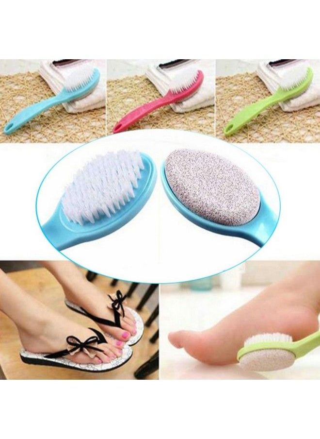 1 Pack Random Color 2In1 Natural Pumice Stone Foot Brush Body Brush With Plastic Handlefeet File Callus Remover Pedicure Tool Exfoliating Scrubber For Dead Skin