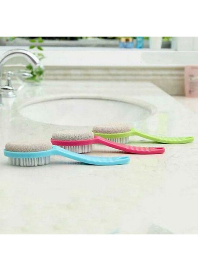 1 Pack Random Color 2In1 Natural Pumice Stone Foot Brush Body Brush With Plastic Handlefeet File Callus Remover Pedicure Tool Exfoliating Scrubber For Dead Skin