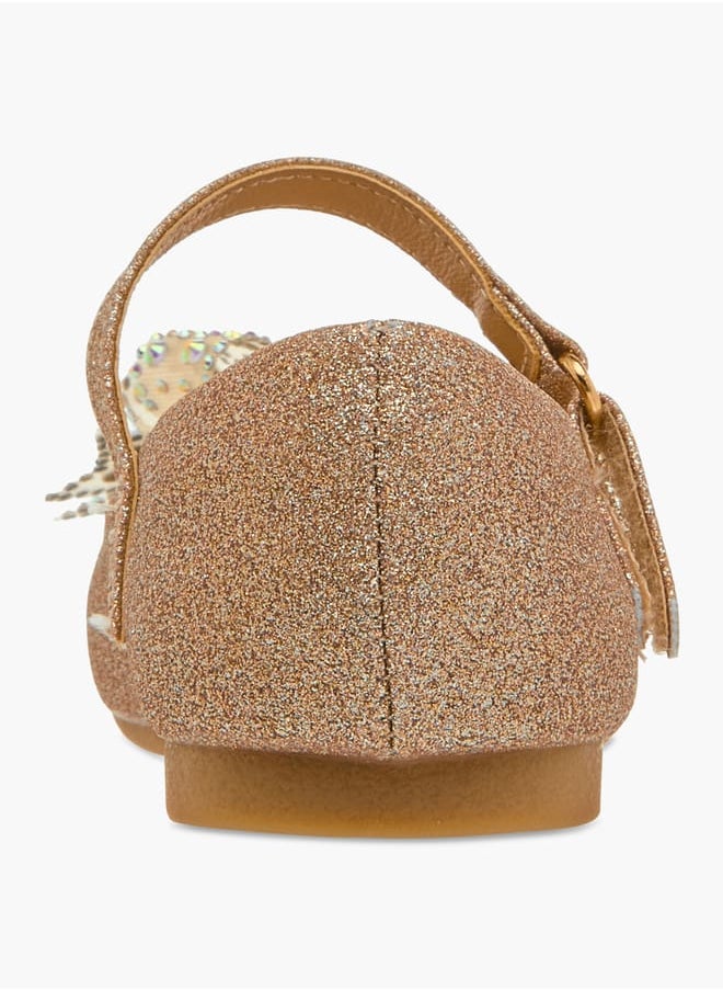 Girls Bow Embellished Mary Jane Shoes with Hook and Loop Closure Ramadan Collection