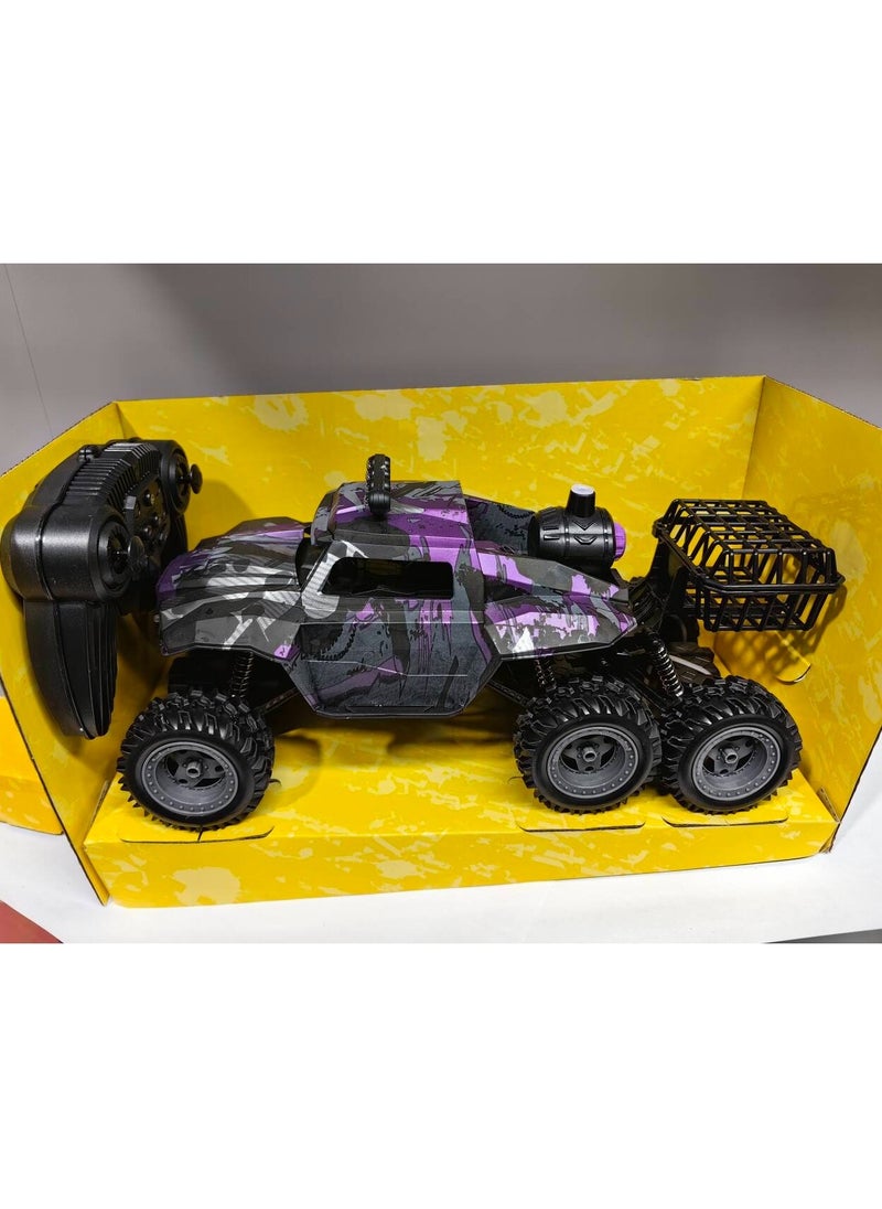 Powerful Big Climbing RC Car Rock Challenger 6WD (Purple), Rechargeable 2.4GHz Remote Control Car with Light Music and Spray function (Purple), New RC Car Truck Rock climber with  effect| Super Powe