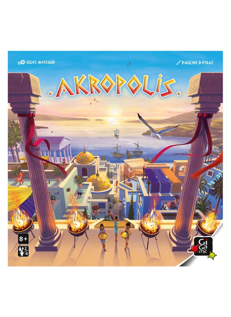 Akropolis Board Game | Official Version | English And Arabic Language | Strategy Game for Teens and Adults | City-Building Game with 3D Tiles | Ages 8+ | for 2 to 4 Players