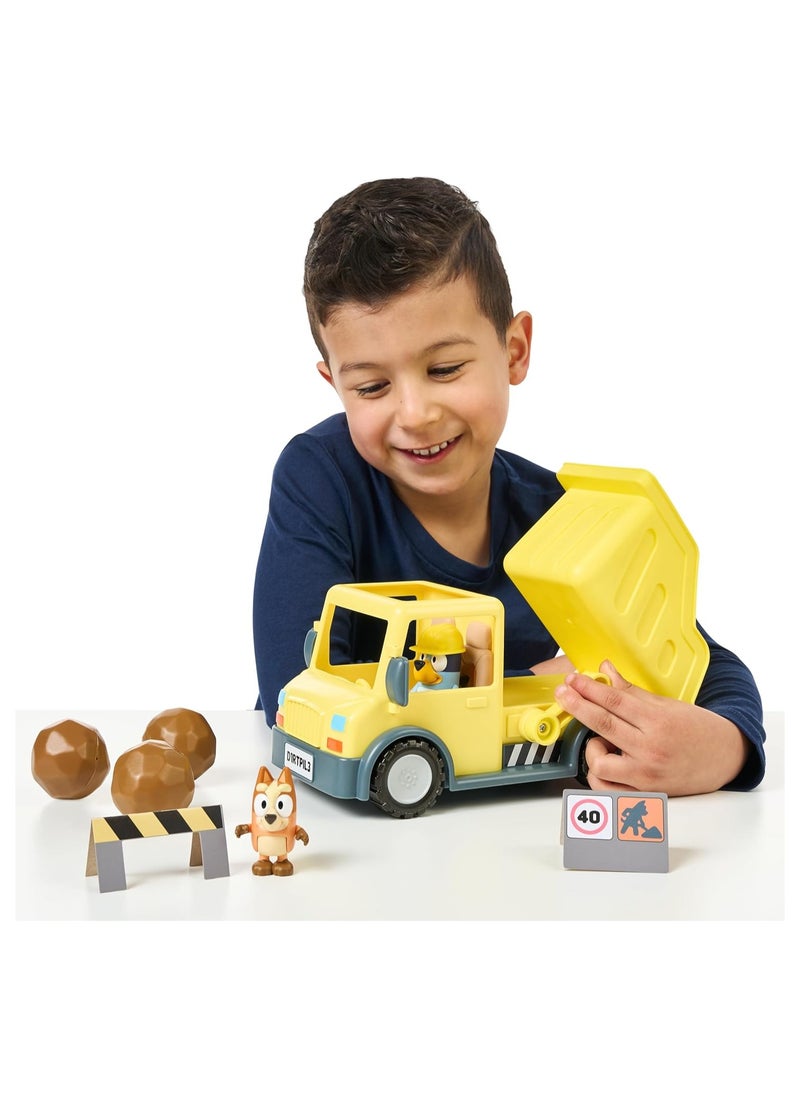 Bluey’s Mega Dump Truck Set | Realistic Rolling Wheels | Helmeted Bluey & Muddy Bingo | Durable & Safe | Tilt & Dump Action | Construction Fun