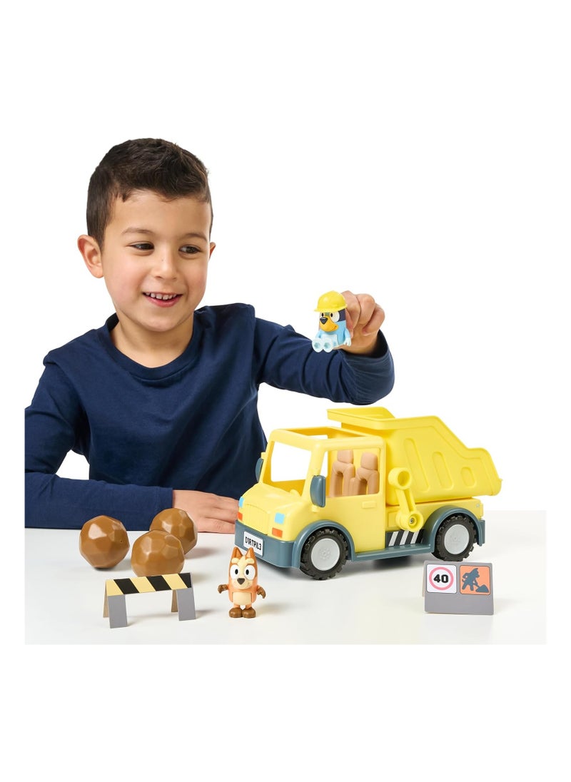 Bluey’s Mega Dump Truck Set | Realistic Rolling Wheels | Helmeted Bluey & Muddy Bingo | Durable & Safe | Tilt & Dump Action | Construction Fun