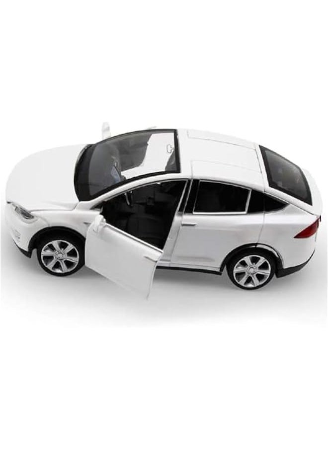 Toy Car Model X, Pull Back Car Toys Alloy Vehicles with Lights and Sound 1:32 Scale Model Car (White)