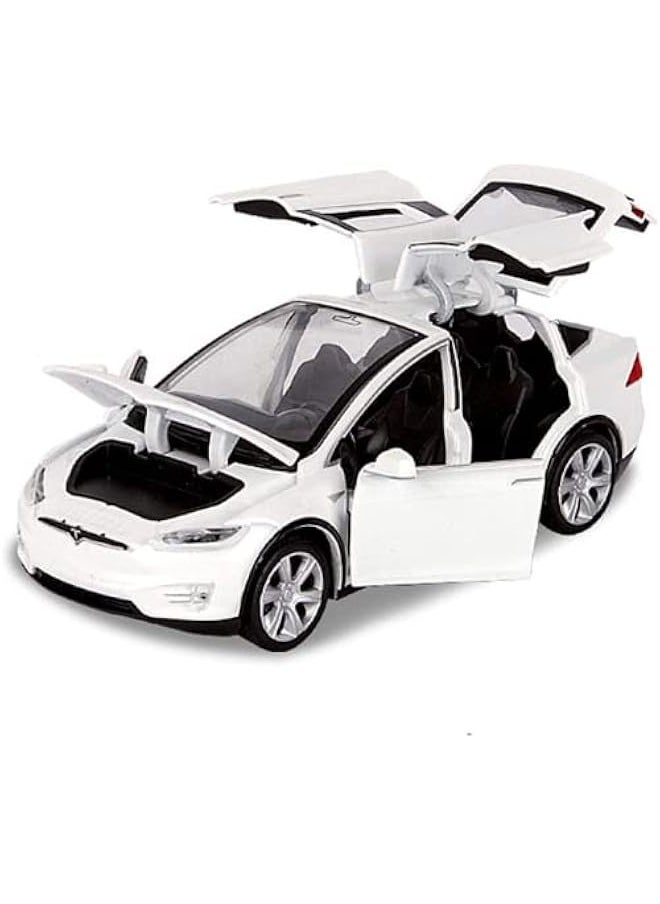 Toy Car Model X, Pull Back Car Toys Alloy Vehicles with Lights and Sound 1:32 Scale Model Car (White)