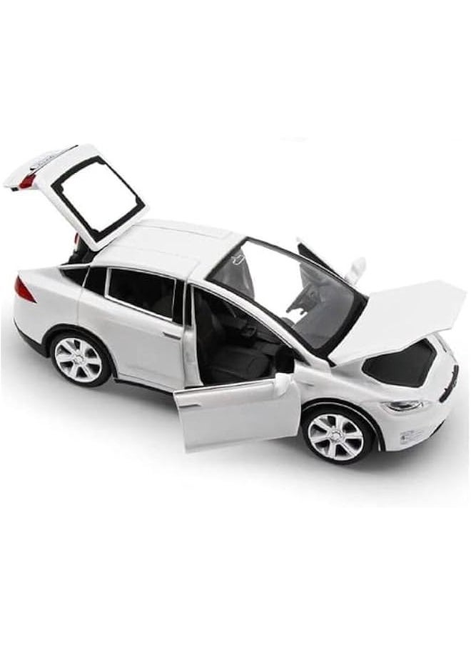 Toy Car Model X, Pull Back Car Toys Alloy Vehicles with Lights and Sound 1:32 Scale Model Car (White)