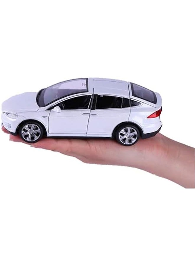 Toy Car Model X, Pull Back Car Toys Alloy Vehicles with Lights and Sound 1:32 Scale Model Car (White)