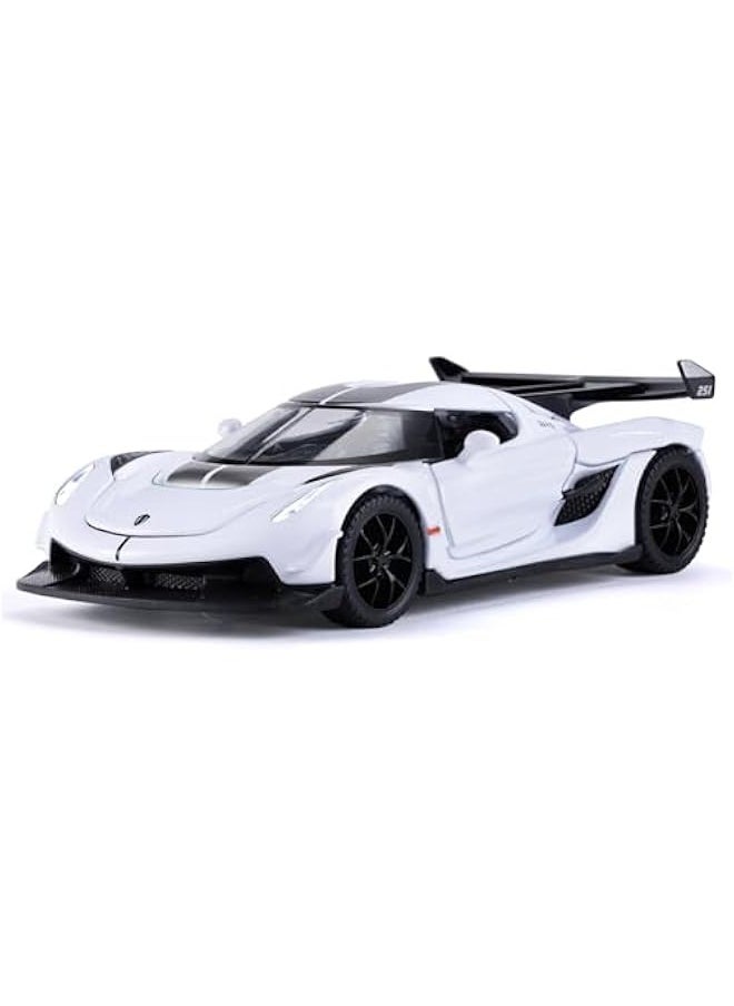 Toy Cars for 3+ Year Old Boys Jesko Car Toys with Light and Sound Diecast Metal Toy Car for Kids Ages 3-12 1/32 Collectable Super Car Model (White)