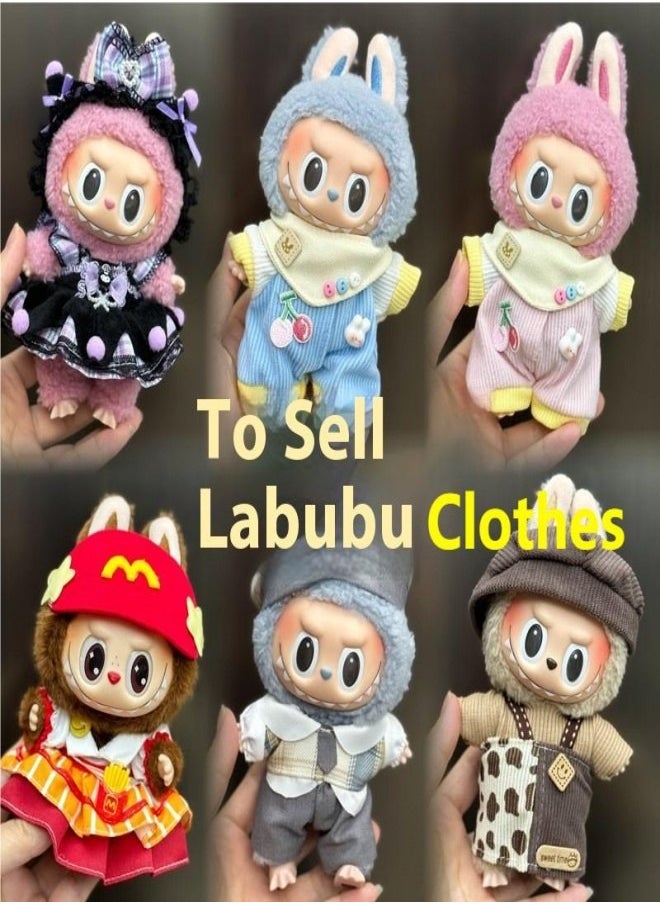 Labubu 17cm Plush Doll Clothing Set for 1st u0026 2nd Generation – Interchangeable Outfits for Hanging Figures (Doll Not Included)