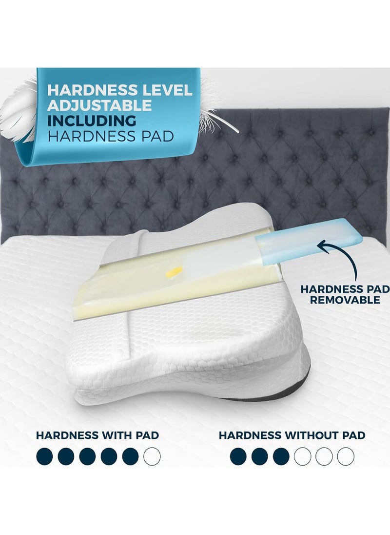 Orthopedic Memory Foam Pillow, Adjustable Height, and Firmness, Ergonomic Cervical Neck Support Pillow for Neck and Back Pain, Side, Stomach, and Back Sleepers, Anti-Snoring and Breathable Cover, 60x40cm, Grey