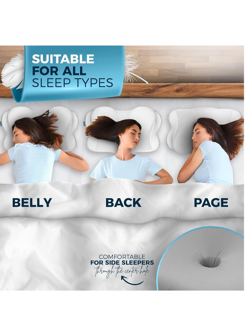 Orthopedic Memory Foam Pillow, Adjustable Height, and Firmness, Ergonomic Cervical Neck Support Pillow for Neck and Back Pain, Side, Stomach, and Back Sleepers, Anti-Snoring and Breathable Cover, 60x40cm, Grey
