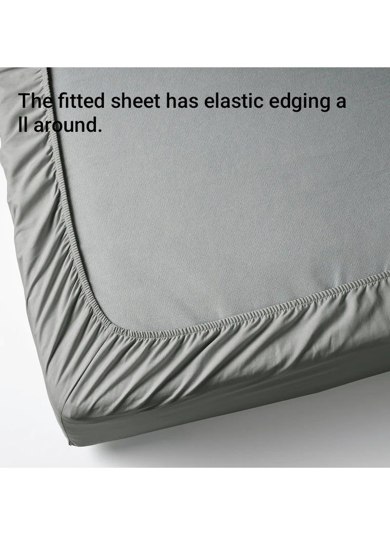 Luxurious Bedsheet Fitted Sheet - Grey Bedsheet - (90x200cm) - Soft Natural Cotton and Breathable Microfiber for All Seasons