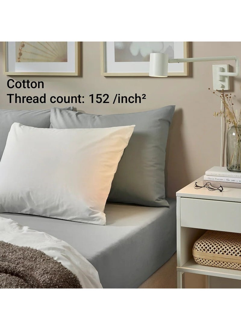 Luxurious Bedsheet Fitted Sheet - Grey Bedsheet - (90x200cm) - Soft Natural Cotton and Breathable Microfiber for All Seasons