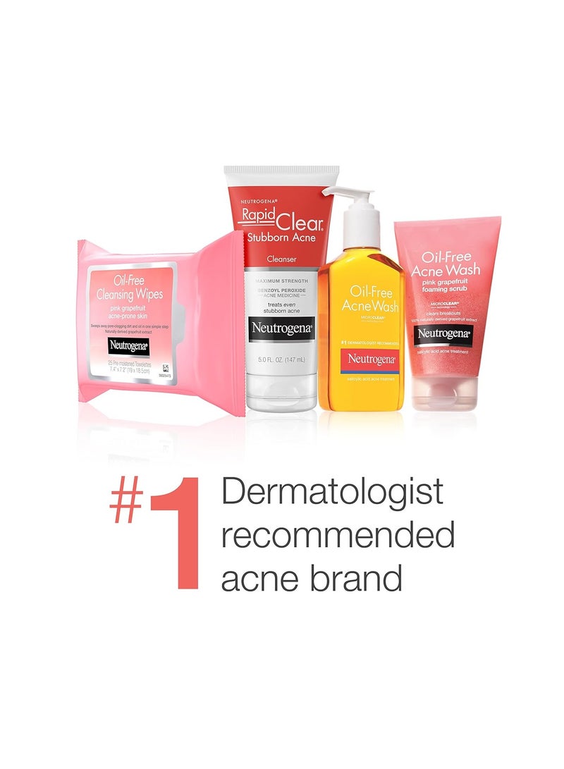 Oil-Free Pink Grapefruit Pore Cleansing Acne Wash and Daily Liquid Facial Cleanser with 2% Salicylic Acid Acne Medicine and Vitamin C 3 Pack 6Fluid Ounce