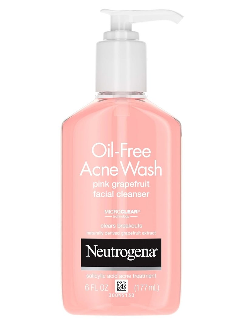 Oil-Free Pink Grapefruit Pore Cleansing Acne Wash and Daily Liquid Facial Cleanser with 2% Salicylic Acid Acne Medicine and Vitamin C 3 Pack 6Fluid Ounce