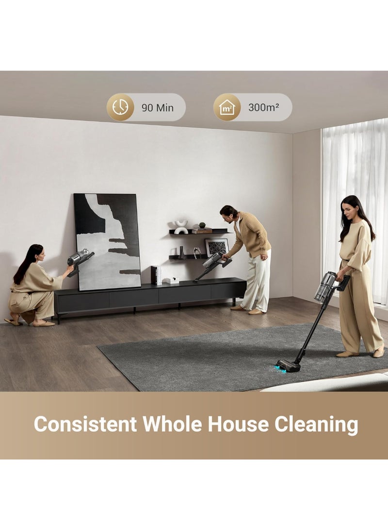 Dreame Z30 Cordless Stick Vacuum, 30000pa Suction, High-speed Motor, 855W, 90min Maximum Cleaning Time, HEPA H14 Filtration, Dust Reveal Technology, Pet Deshedding Tool, Multi-surface Vaccuming, Dirt Detection, Auto Suction Adjustment, Z30 black 440 W Z30 black
