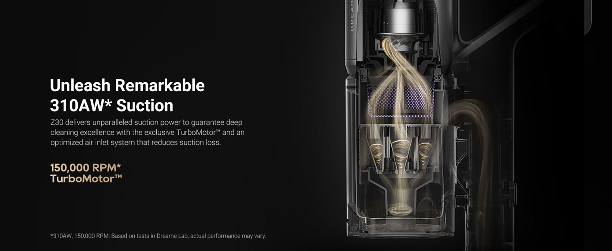 Dreame Z30 Cordless Stick Vacuum, 30000pa Suction, High-speed Motor, 855W, 90min Maximum Cleaning Time, HEPA H14 Filtration, Dust Reveal Technology, Pet Deshedding Tool, Multi-surface Vaccuming, Dirt Detection, Auto Suction Adjustment, Z30 black 440 W Z30 black