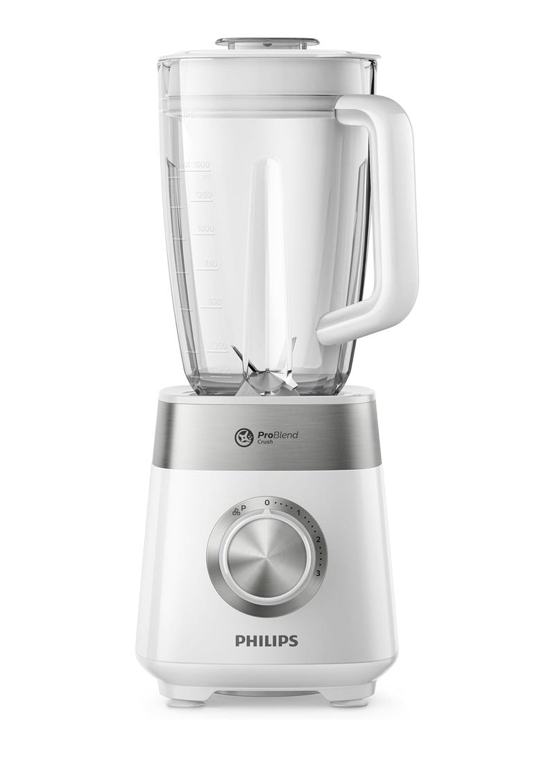 Plastic Jar Blender - 800W, 2L, 3 Speed settings + Pulse, ProBlend Crush Technology perfect for crushing ice 2 L 800 W HR2224 white