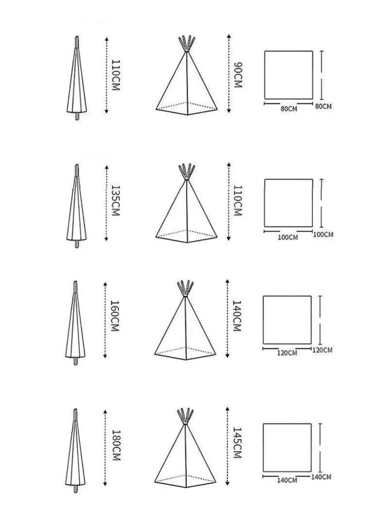 Child Teepee Tent 1.6M White Camping Foldable Canvas Kids Playhouse Portable Teepee.