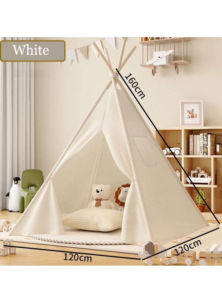 Child Teepee Tent 1.6M White Camping Foldable Canvas Kids Playhouse Portable Teepee.