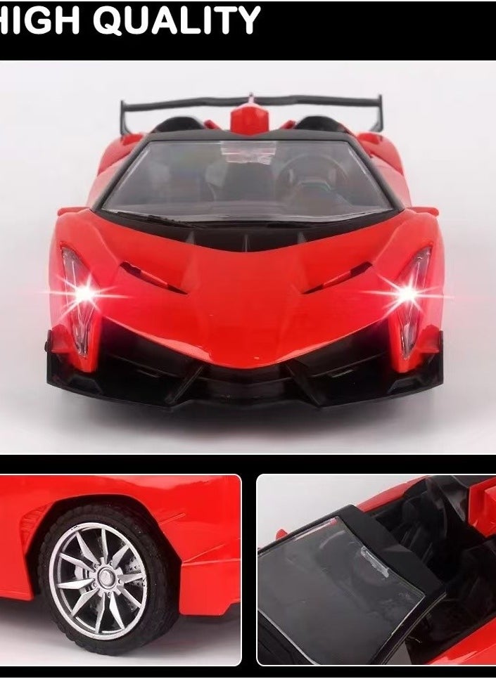 Rechargeable RC Racing Toy Car (Red) 1:16 Scale (Red) Super Fast Premium Convertible toy car