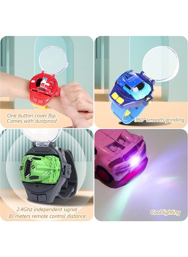 Remote Control Car Watch Toys with LED Light,2.4 GHz Mini Racing Cars Wrist Toy for Kids Adults,RC Small Car Interactive Outdoor Game Dinosaur