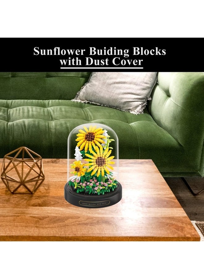 BALODY Sunflower Flower Bouquet Set,Mini Bricks Botanical Collection Flowers Building Blocks,Assembly Bonsai Tree Friends Sets, Valentine's Anniversaries Birthday Gift for Women Friends Adults
