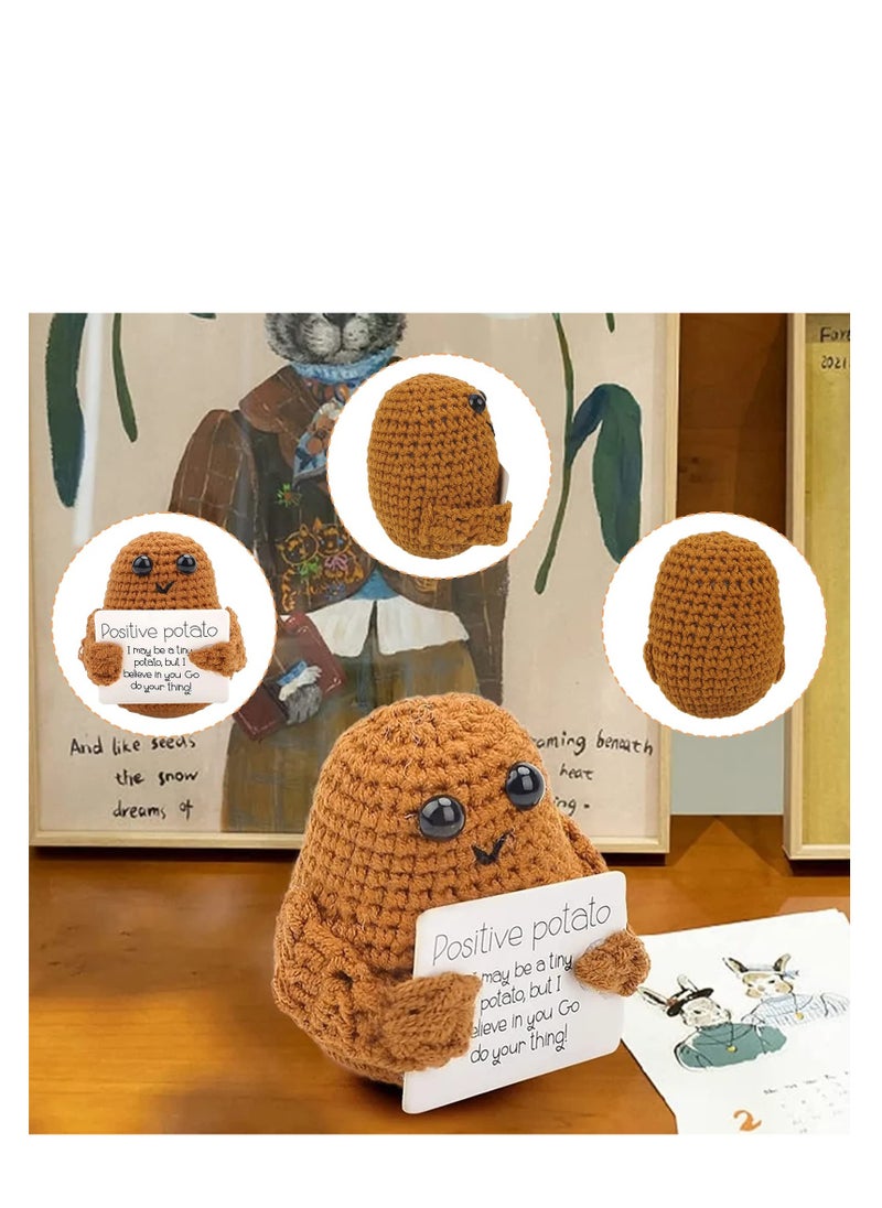 Funny Positive Potato Plush Doll for Kids and Adults, Soft Knitted Novelty Gift for Birthdays, New Year and Parties