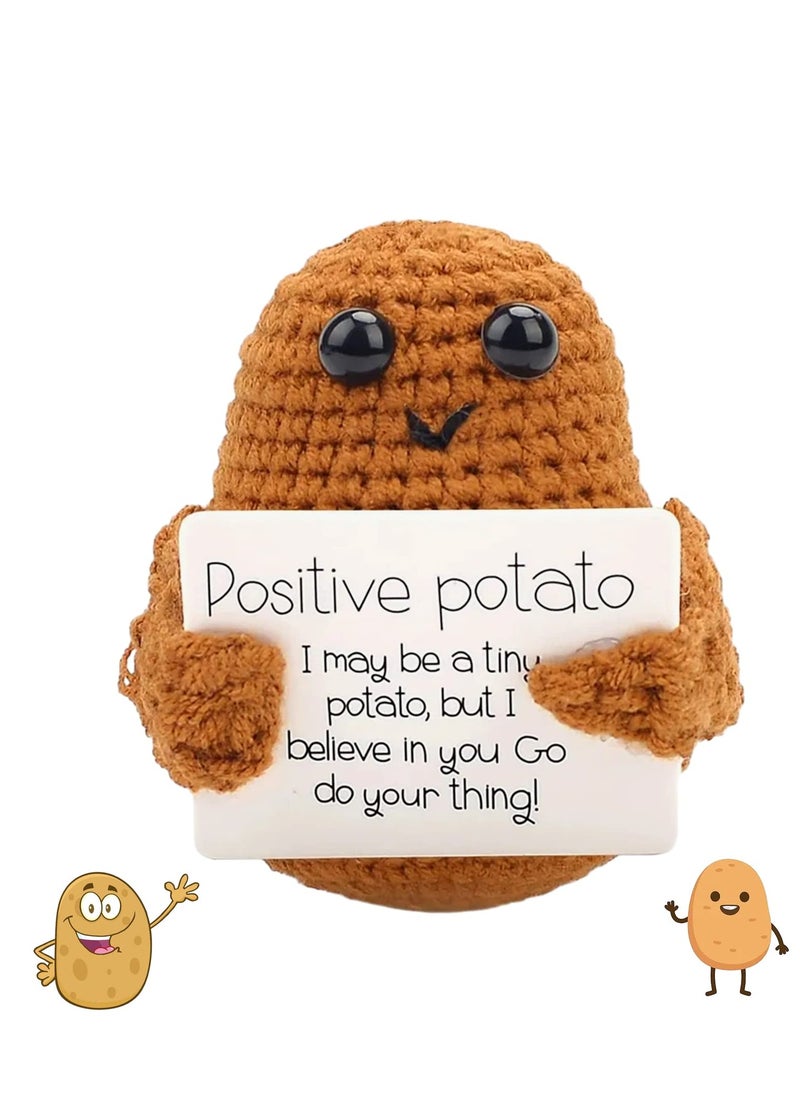 Funny Positive Potato Plush Doll for Kids and Adults, Soft Knitted Novelty Gift for Birthdays, New Year and Parties
