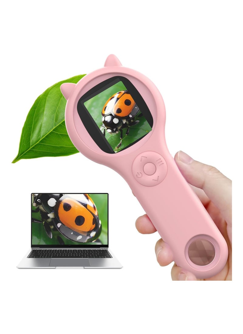 Microscope for Kids, Digital Handheld Microscopy, Portable Handheld Magnifying Glass, 2 IPS Screen, Mini Digital Microscope for Kids Educational Science Toy, Kids Handheld Outdoor Microscope