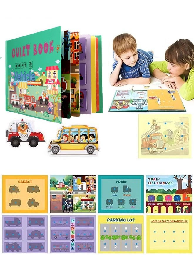 Quiet children's books, early childhood enlightenment quiet sticker book suitable for 2-6 years old toddlers, 10 s educational toy travel toy suitable for boys and girls, preschool learning, traffic