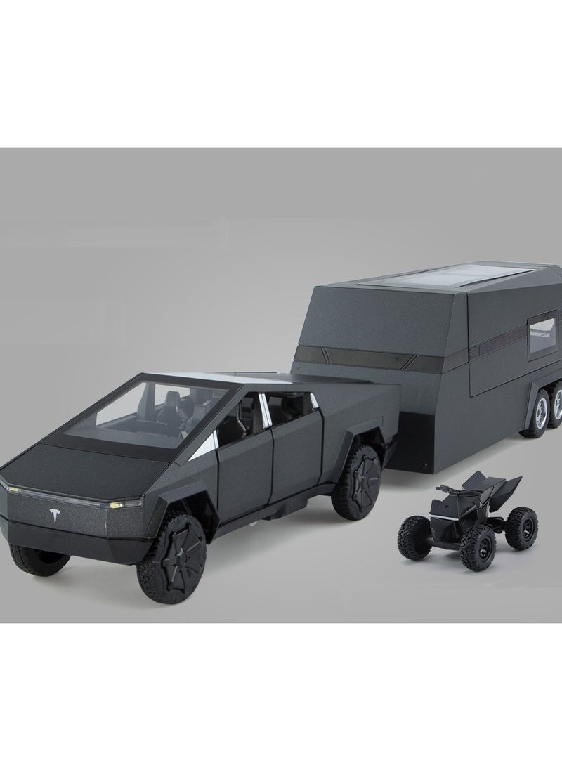 Cybertruck Diecast Pickup Truck Model, Metal Off-Road Vehicle with Sound and Light, Kids Toy
