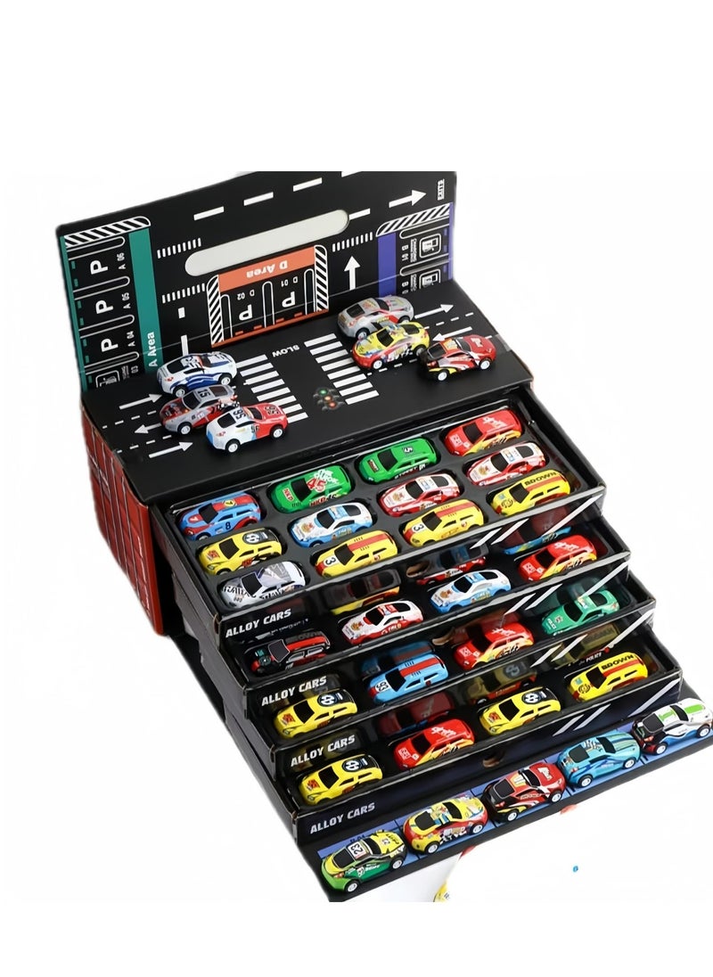 Toy Cars Collection Set with Storage Display Case, 48 Alloy Racing Cars, Multi-Colour Friction Powered Cars Toys for Toddlers, Boys, Girls’ Educational Play, Goodie Bags Stuffers